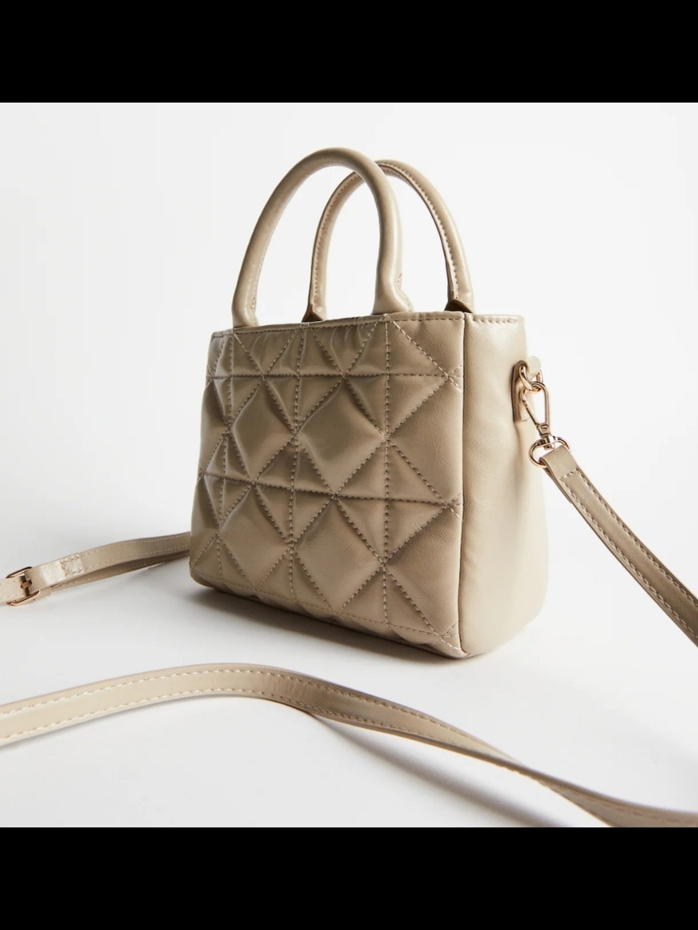 H&M Quilted Mini Tote in Beige Crossbody